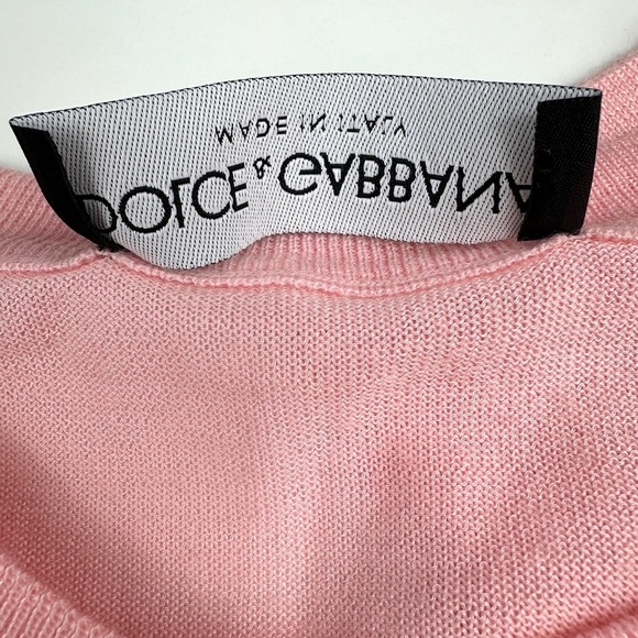 Dolce & Gabbana Pink Floral Embroidered 100% Cashmere Sweater | IT 42 M/L - Picture 7 of 13